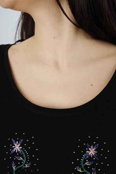 Вышивка из чесаного хлопка оптом для женщин с цветочным узором - 77639 | КАZЕЕ - Thumbnail