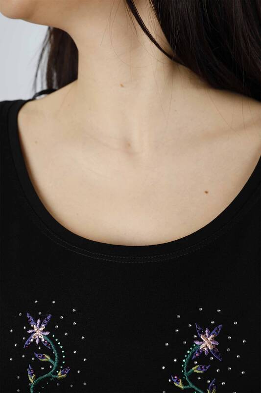 Вышивка из чесаного хлопка оптом для женщин с цветочным узором - 77639 | КАZЕЕ