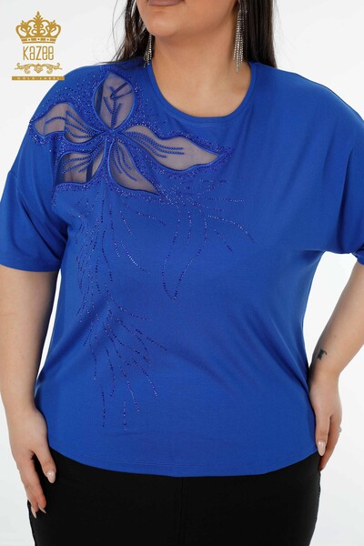Женская блузка оптом Детальный тюль Электрический цвет - 78908 | КАZЕЕ - Thumbnail