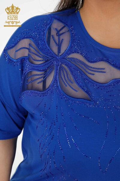 Женская блузка оптом Детальный тюль Электрический цвет - 78908 | КАZЕЕ - Thumbnail