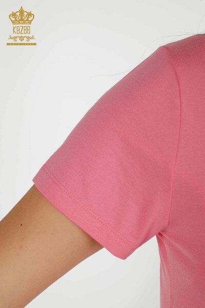 женская блузка оптом - V-образный вырез - розовый - 79179 | КАZEE - Thumbnail
