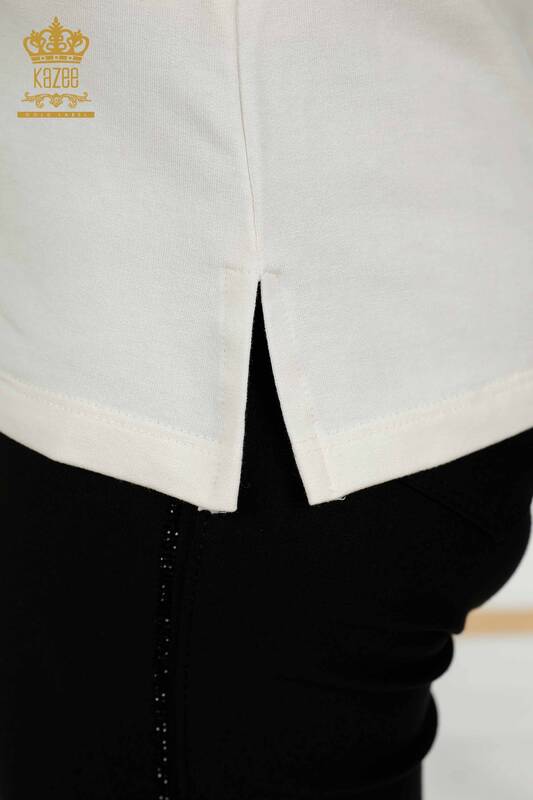 Женская блузка оптом - V-образный вырез - Экрю - 79309 | КАZEE