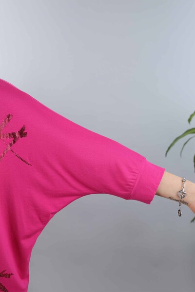 Женская вышивка из чесаного хлопка с V-образным вырезом - 77905 | КАZЕЕ - Thumbnail