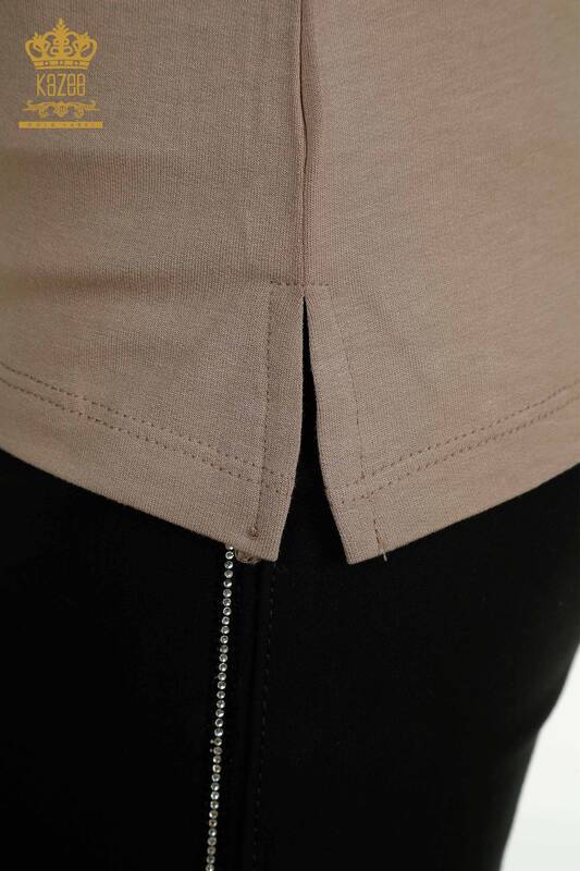 Женская блузка оптом - V-образный вырез - Норка - 79309 | КАZEE