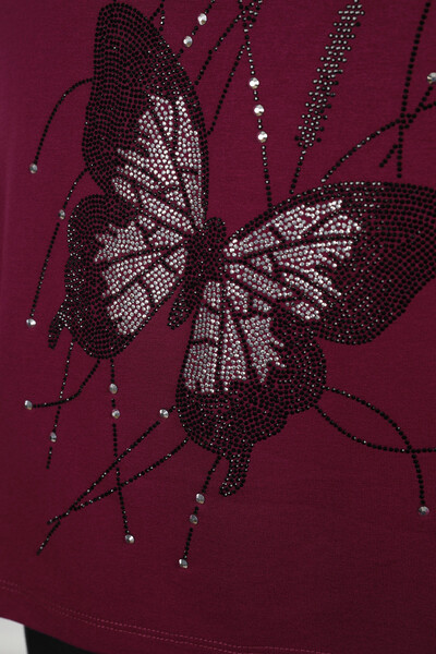 оптовая продажа женской гребаной хлопчатобумажной бабочки с подробной вышивкой камнем - 77912 | КАZЕЕ - Thumbnail