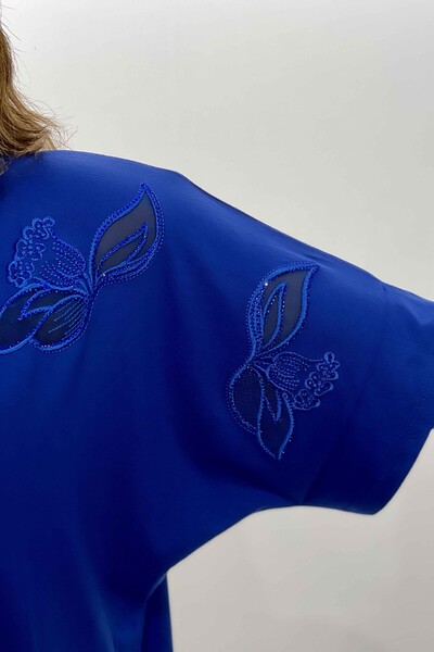 Женская блузка оптом с круглым вырезом и бабочкой - 77442 | КАZЕЕ - Thumbnail