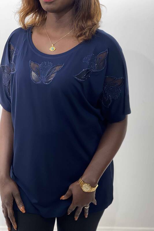 Женская блузка оптом с круглым вырезом и бабочкой - 77442 | КАZЕЕ