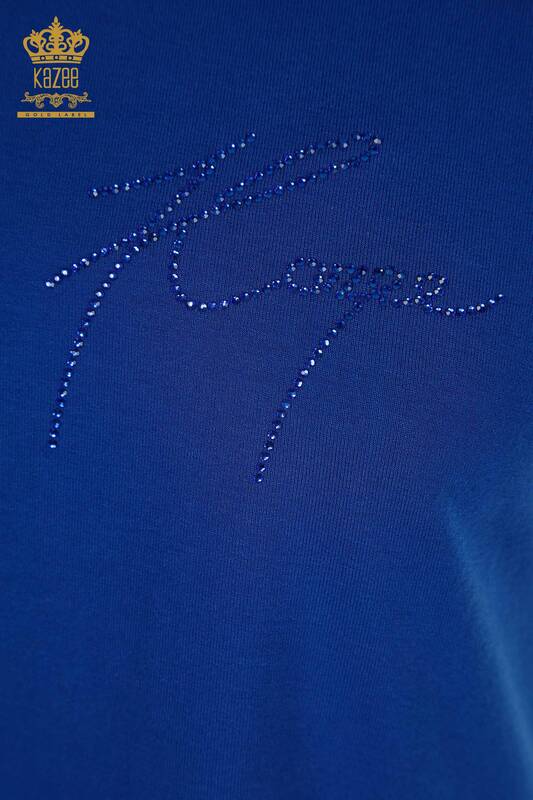 женская блузка оптом - детали на пуговицах - темно-синий - 79297 | КАZEE