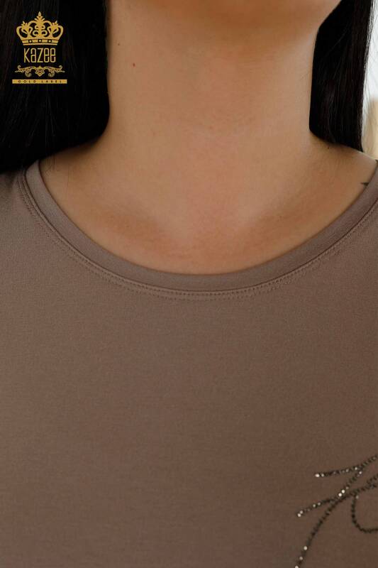 женская блузка оптом - детализация плеч - норка - 79108 | КАZEE