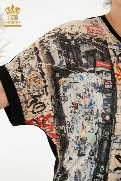 Женская блузка оптом Цифровая печать - 12078 | КАZEE - 3