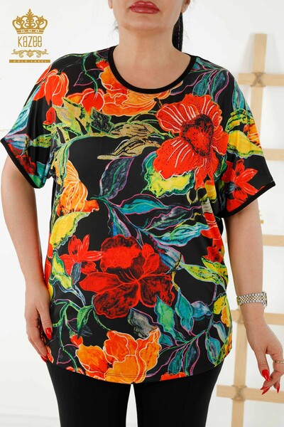 женская блузка оптом Цифровая печать - 12102 | КАZEE - Thumbnail
