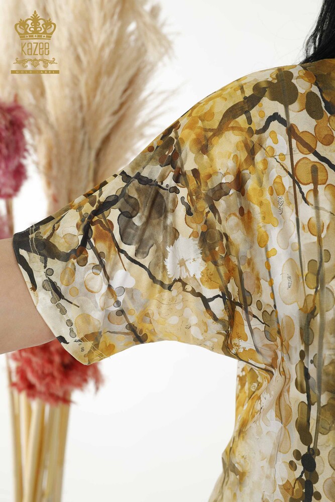 Женская блузка оптом - цифровая печать - Шафран - 77894 | KAZEE - 4