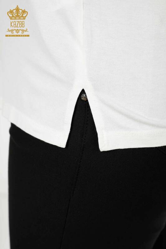 женская блузка оптом с цветочным узором цвета экрю - 77908 | КАZEE