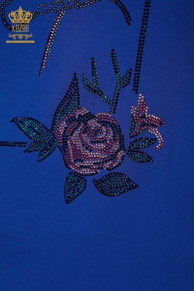 женская блузка оптом - цветочный узор - электрический - 79042 | КАZEE - Thumbnail