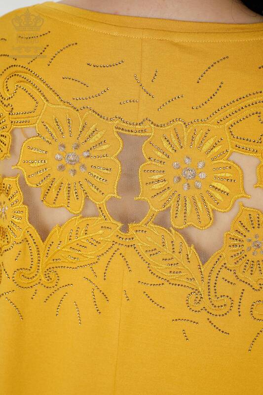 женская блузка оптом с цветочным узором шафрана - 77990 | КАZEE