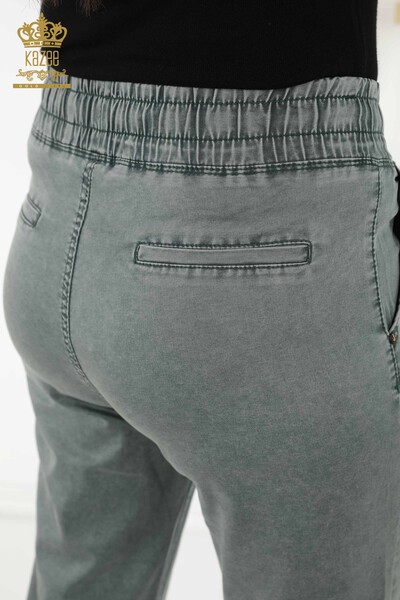 Женские брюки оптом - Вышитые камнем - Норка - 3674 | КАZEE - Thumbnail