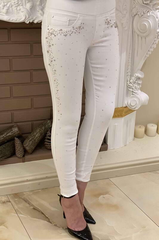 Оптовые женские брюки с вышитым хрустальным камнем карманом - 3271 | КАZEE