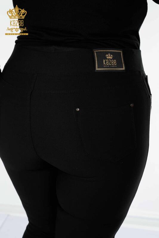 женские брюки оптом хрустальный камень вышитый черный - 3647 | КАZEE