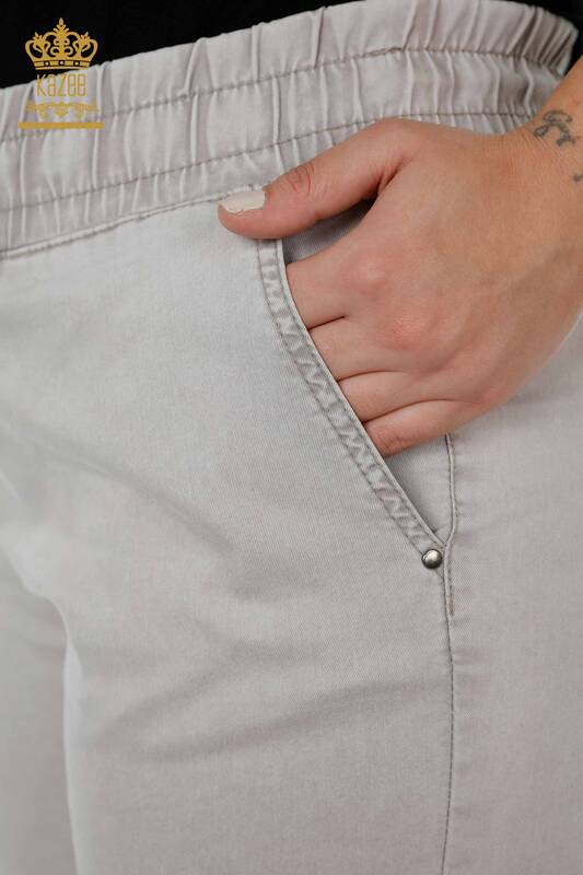 Оптовые женские брюки с эластичной резинкой на талии Kazee Lettering Light Grey - 3502 | КАZЕЕ
