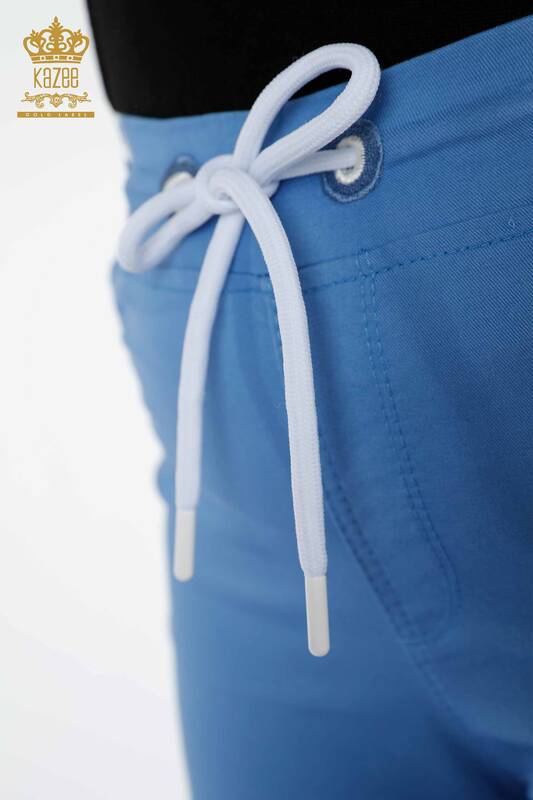 женские брюки оптом с эластичной резинкой на талии синего цвета - 3530 | КАZЕЕ
