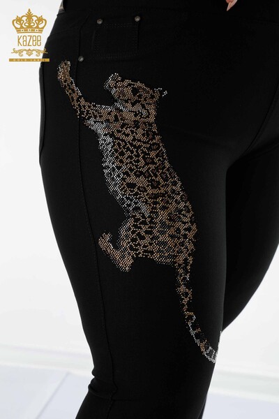 Женские брюки оптом Черный тигровый узор - 3646 | КАZEE - Thumbnail (2)