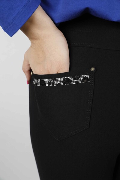 Оптовые женские брюки с тигровым узором, вышитые камнем - 3423 | КАZЕЕ - Thumbnail