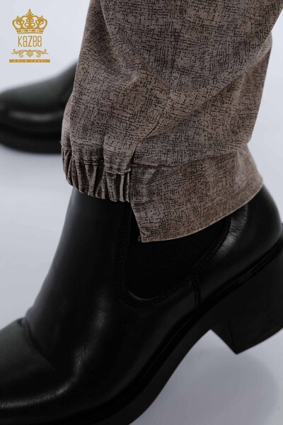 женские брюки оптом с эластичной резинкой на талии коричневый - 3501 | КАZЕЕ - Thumbnail