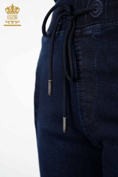 женские брюки оптом с эластичной резинкой на талии темно-синий - 3651 | КАZEE - Thumbnail
