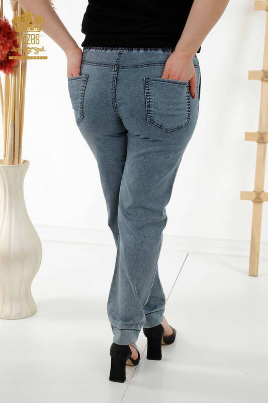 Женские брюки оптом - Эластичный пояс - Темно-синий - 3675 | КАZEE