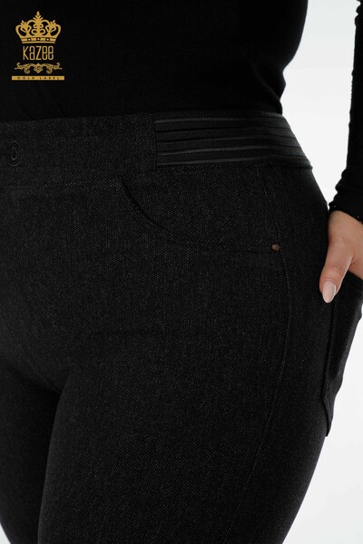 Женские брюки оптом с цепочкой черного цвета - 3666 | КАZEE - Thumbnail