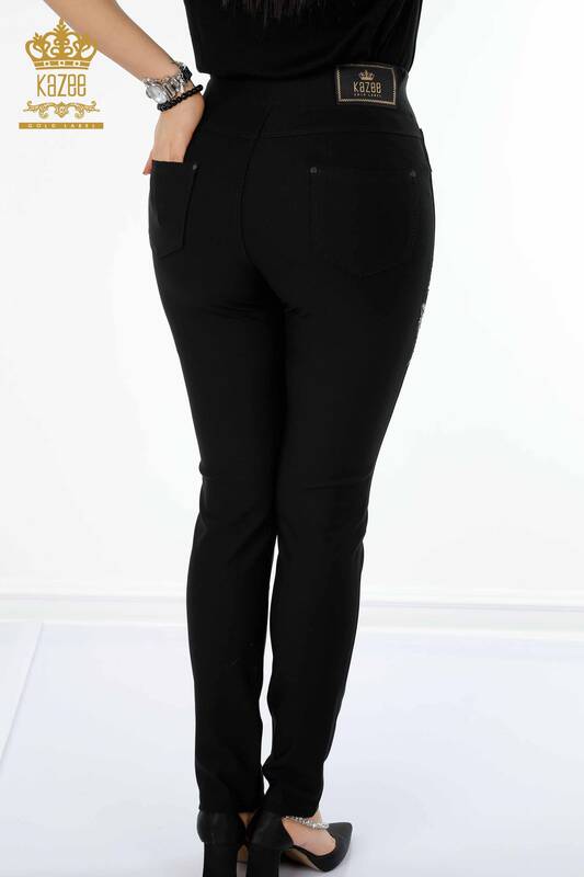 Женские джинсы оптом с рисунком черного цвета - 3565 | КАZEE