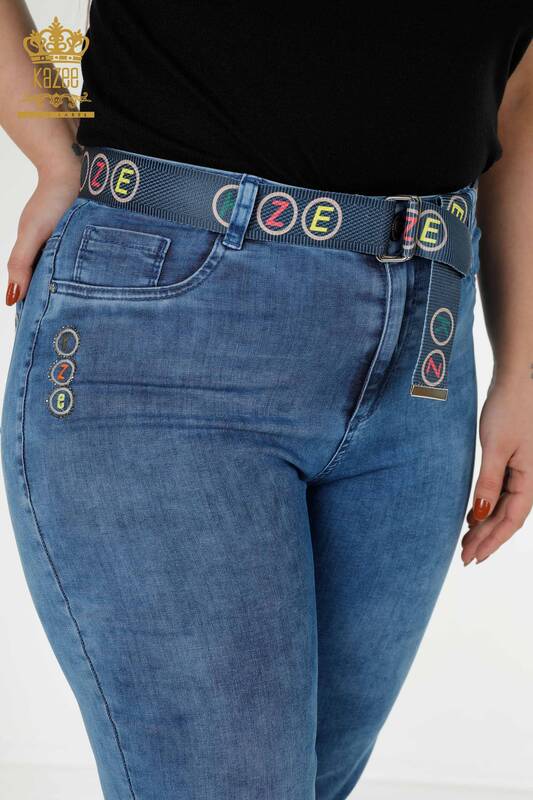 Женские джинсы оптом Пояс Детальный Синий - 3682 | КАZEE
