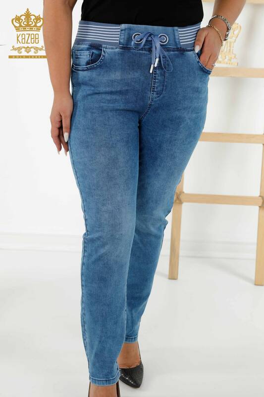 Женские джинсы оптом - Эластичный пояс - Синий - 3678 | КАZEE