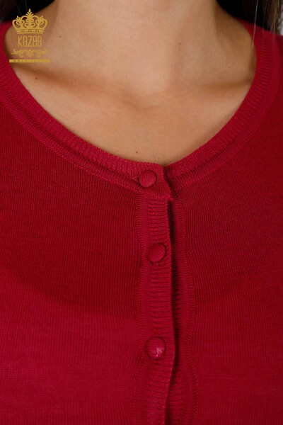 Женский кардиган оптом с карманами Подробная фуксия - 13187 | КАZEE - Thumbnail
