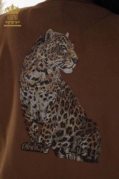 Женский короткий жилет оптом - леопардовый узор - коричневый - 30311 | КАZEE - Thumbnail