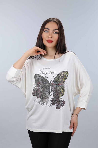 оптовая продажа женщин из чесаного хлопка с вышивкой в ​​виде бабочек - 77903 | КАZЕЕ - Thumbnail