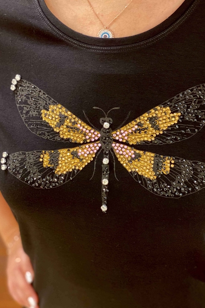 Женская блузка с вышивкой стрекозой оптом - 76735 | КАZEE - Thumbnail