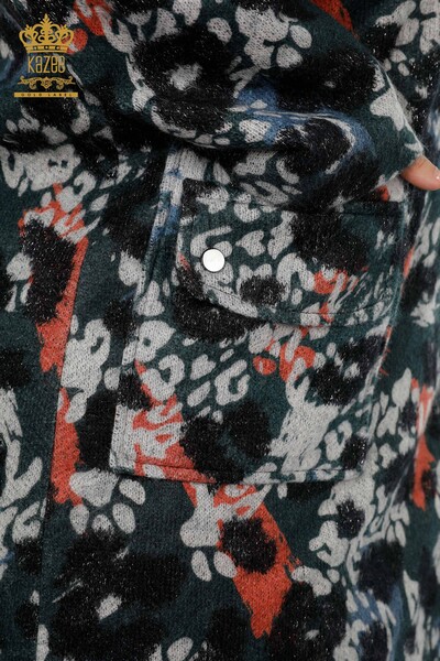 Женское пальто оптом с длинным узором - 19131 | КАZEE - Thumbnail