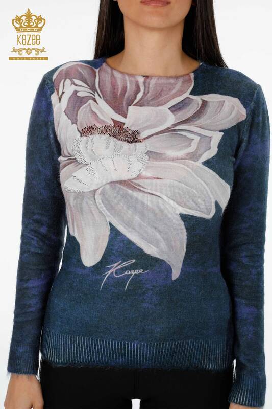Женский свитер оптом из ангорской норки с рисунком - 18963 | КАZEE