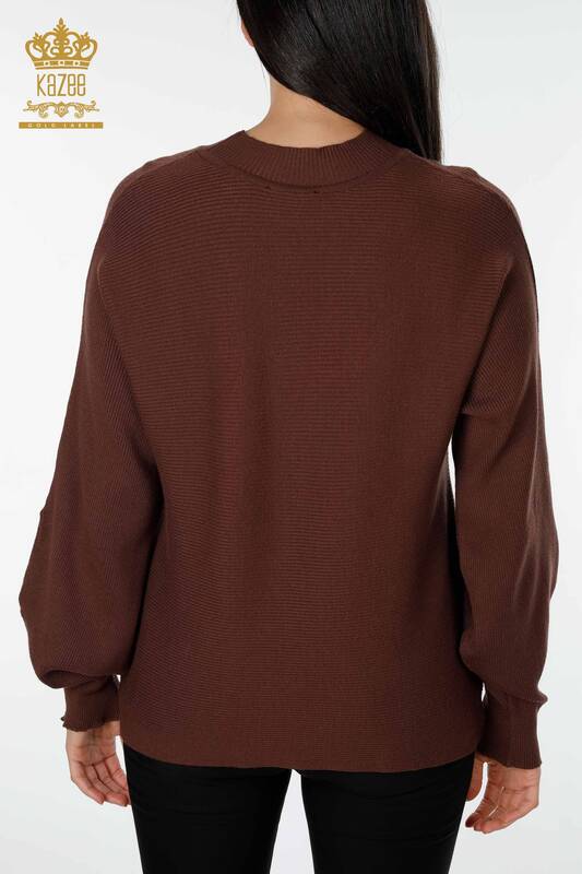 оптом женский трикотаж свитер с воздушным шаром коричневый - 15669 | КАZEE