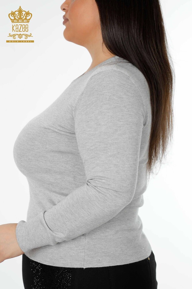 Оптовый Женский Трикотаж Свитер Базовый Серый - 15317 | КАZEE - 4