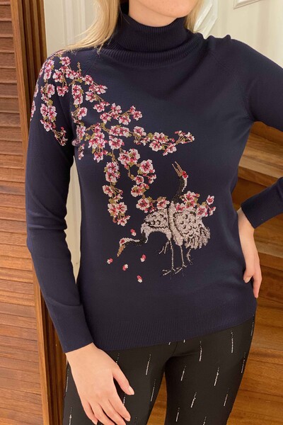 оптом женский трикотаж свитер водолазка красочный цветочный узор - 15921 | КАZEE - Thumbnail