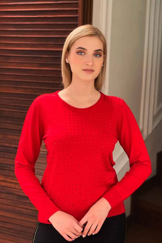 оптовая продажа женского трикотажа свитер с круглым вырезом и круглым вырезом - 16517 | КАZEE