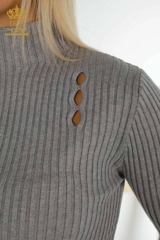 оптом женский трикотаж свитер с отверстием подробно серый - 30395 | КАZЕЕ