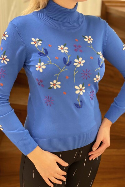 оптом женский трикотаж свитер с цветочным узором водолазка - 14800 | КАZEE - Thumbnail