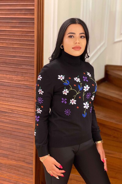 оптом женский трикотаж свитер с цветочным узором водолазка - 14800 | КАZEE - Thumbnail