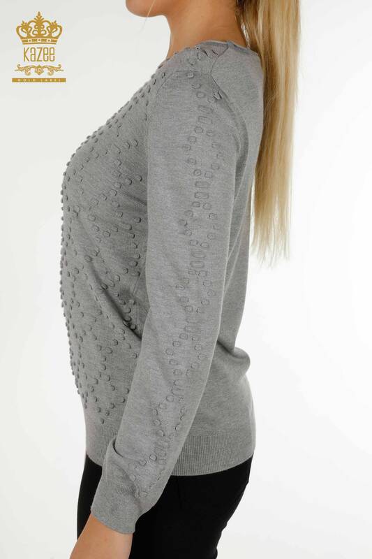 Женский трикотаж свитер оптом с круглым вырезом серый - 16740 | КАZЕЕ