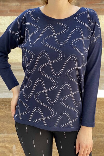 оптом женский трикотаж свитер с круглым вырезом с рисунком - 16469 | КАZEE - Thumbnail