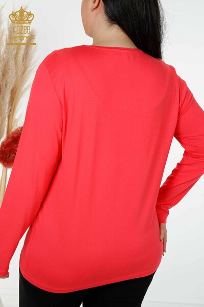 Оптовая Женская Блузка Камень Вышитый Цветок Граната - 79041 | КАЗЕЕ - Thumbnail