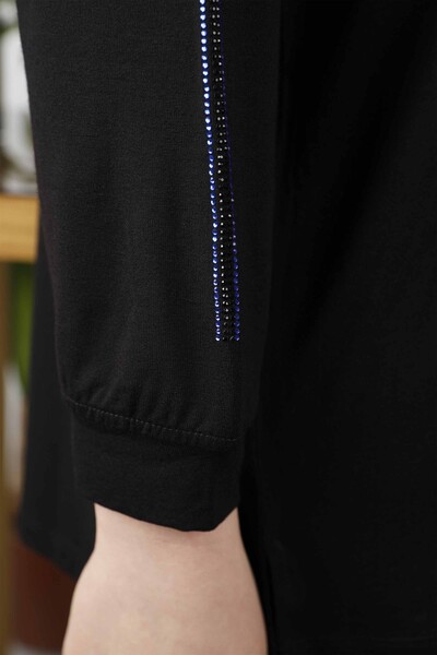 оптом Женская блузка с вышивкой камнями и круглым вырезом с круглым вырезом - 77929 | КАZЕЕ - Thumbnail